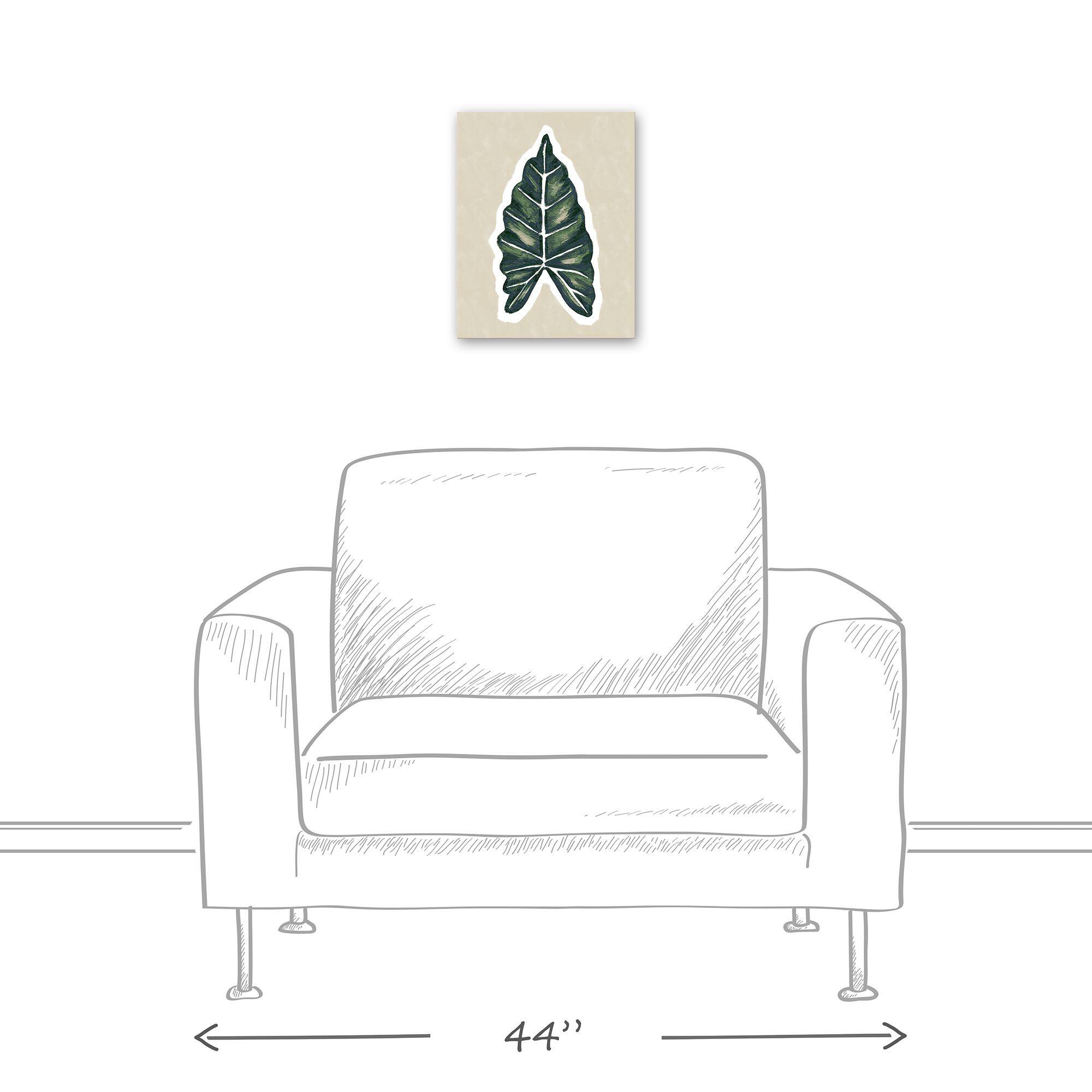Tropical Leaf With Navy 11" x 14" Canvas Wall Art